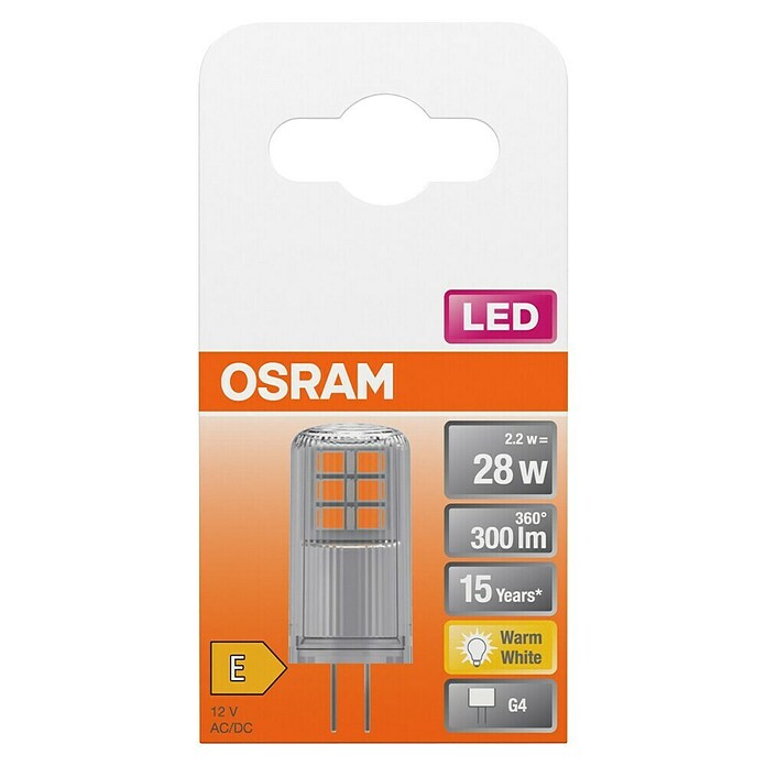 Osram Star LED svetlobni vir Pin G4  (G4, Ni mogoče zatemniti, Toplo bela, 300 lm, 2,6 W) | LED luči | Svetlila | Elektro in svetila | Izdelki | BAUHAUS