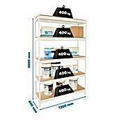 Simonrack Ecoforte Estantería para cargas pesadas Chipboard (Al x An x Pr: 300 x 120 x 60 cm, Capacidad de carga por balda: 400 kg, Número de baldas: 5 ud., Inserción, Blanco/Madera) | BAUHAUS