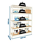 Simonrack Ecoforte Estantería para cargas pesadas Chipboard (Al x An x Pr: 250 x 150 x 60 cm, Capacidad de carga por balda: 400 kg, Número de baldas: 5 ud., Inserción, Blanco/Madera) | BAUHAUS