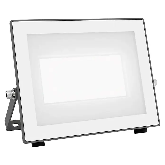 Philips Proyector LED Lois - 24 W, 4.500 lm, 5.000 K, L x An x Al: 20 x 3 x 17 cm, IP65 - Primer plano de un foco LED rectangular moderno con difusor blanco y carcasa oscura.