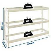 Simonrack Simonforte Estantería para cargas pesadas Metal (Al x An x Pr: 200 x 210 x 90 cm, Capacidad de carga por balda: 500 kg, Número de baldas: 3 ud., Inserción, Blanco, Bandejas no incluidas) | BAUHAUS