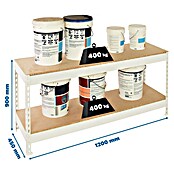 Simonrack Ecoforte Estantería para cargas pesadas Chipboard (Al x An x Pr: 90 x 120 x 45 cm, Capacidad de carga por balda: 400 kg, Número de baldas: 2 ud., Inserción, Blanco/Madera) | BAUHAUS