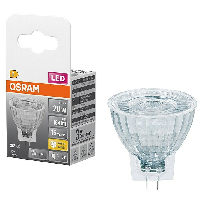 Osram LED-Reflektorlampe Superstar MR11 (3 W, Abstrahlwinkel: 25°, Warmweiß, Energieeffizienzklasse: A+)