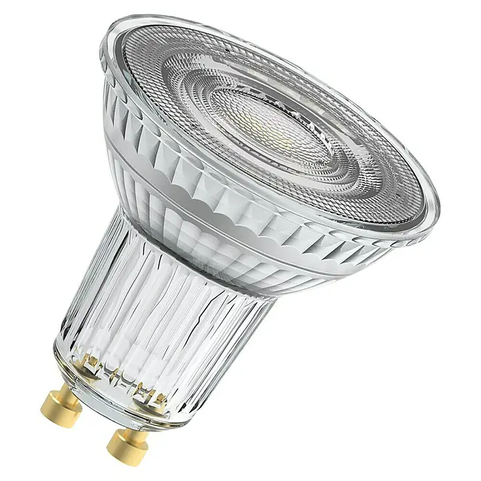 Osram Superstar LED-Lampe PAR16 - 2,4W - GU10, Dimmbar, Warmweiß, 230 lm, 2,4 W - Eine moderne GU10 LED-Spotbirne mit klarer Glaslinse und goldenem Stecksockel.