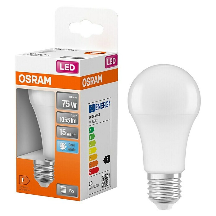 Osram LED-Leuchtmittel Star Classic A (11 W, E27, Kaltweiß, Matt)