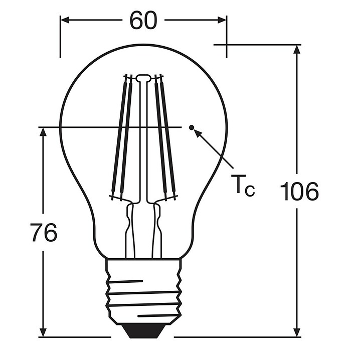 Osram LED-Leuchtmittel Retrofit Classic A (7 W, E27, A60, Warmweiß, Dimmbar, Klar)