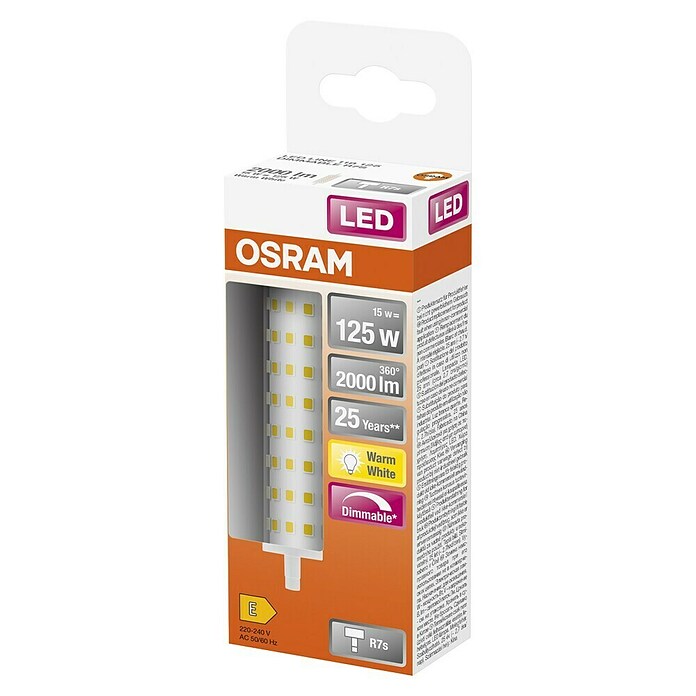 Osram Superstar LED-Leuchtmittel (15 W, R7s, Lichtfarbe: Warmweiß, Dimmbar, Rund)