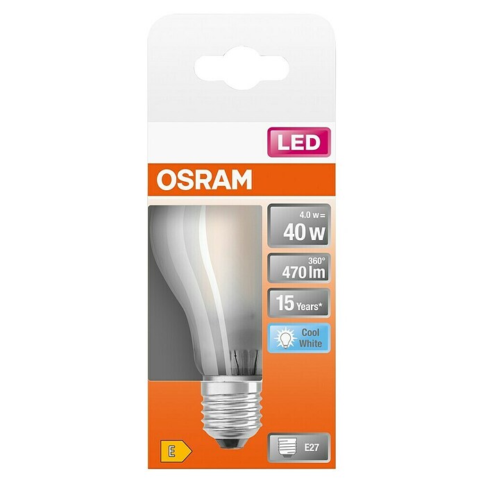 Osram Retrofit LED-Lampe Glühlampenform E27 matt (E27, Nicht Dimmbar, Kaltweiß, 470 lm, 4 W) | BAUHAUS