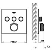 Grohe Grohtherm SmartControl UP-Thermostatarmatur (Mit 3 Absperrventilen, Eckig, Chrom, Glänzend)