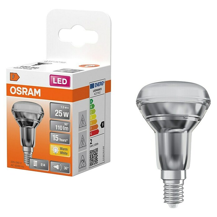 Osram Star Bombilla LED R39 (E14, No regulable, Blanco cálido, 110 lm, 1,5 W) | BAUHAUS