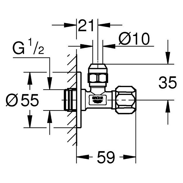 Grohe Eckventil (½″ x ⅜″, 1 Stk., Selbstdichtendes Anschlussgewinde)