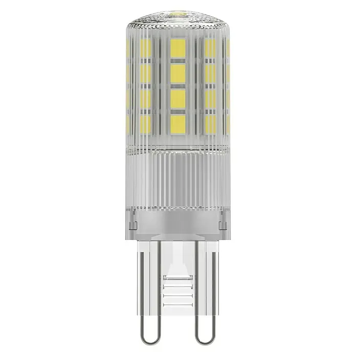 Osram LED-Lampe Pin G9 - G9, Nicht Dimmbar, Warmweiß, 600 lm, 4,8 W - Klare zylindrische G9 LED-Lampe mit sichtbaren gelben LED-Chips und zwei geschlungenen Metallstiften.