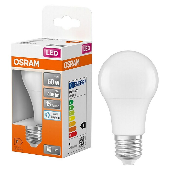Osram Star LED-Lampe Glühlampenform E27 matt (E27, Nicht Dimmbar, Tageslichtweiß, 806 lm, 8,5 W) | BAUHAUS