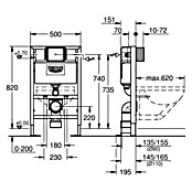 Grohe Rapid SL WC-Vorwandelement (19,5 x 50 x 82 cm, Freistehende Montage, Pulverbeschichtet)