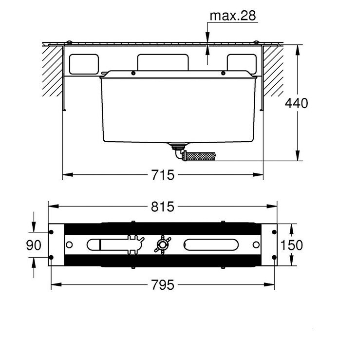 Grohe Unterputzsystem 2 (Passend für: 3/5Loch-Wannenrandarmaturen, Metall) | BAUHAUS