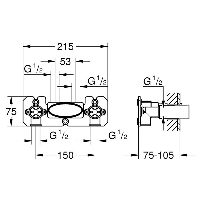 Grohe Unterputzsystem Grohtherm SmartControl (Einbautiefe: 75 mm - 105 mm) | BAUHAUS