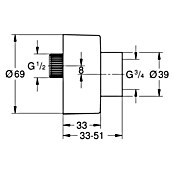 Grohe S-Anschluss (Chrom, Außengewinde: 1 ½″, Innengewinde: ¾″) | BAUHAUS