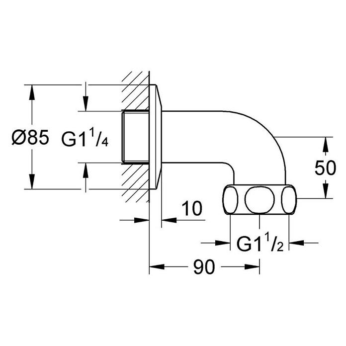 Grohe Wassergeräteanschluss (Ausladung: 90 mm) | BAUHAUS