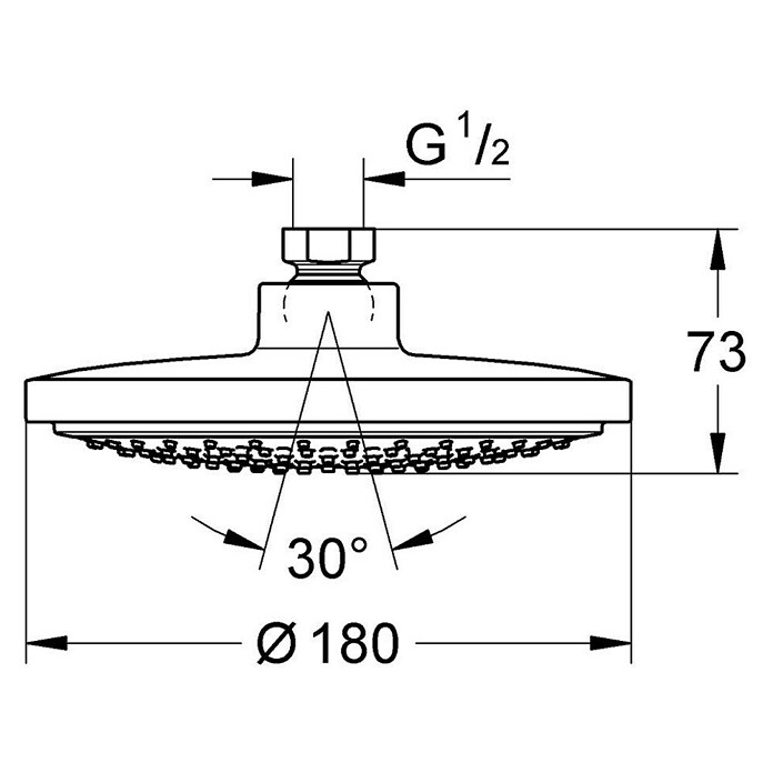Grohe Kopfbrause (Durchmesser: 18 cm, 9,5 l/min bei 3 bar, Chrom)
