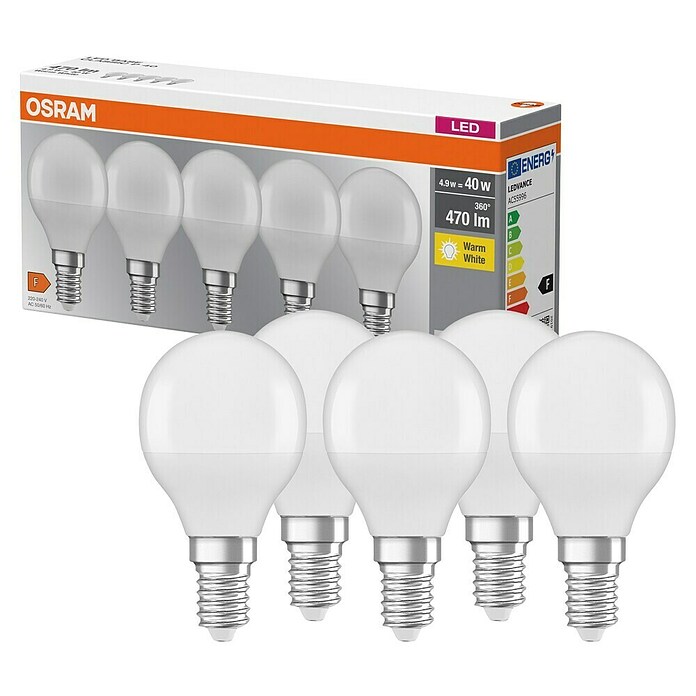 Osram Set LED žarulja  (E14, Bez prigušivanja, Topla bijela, 470 lm, 5,7 W) | BAUHAUS