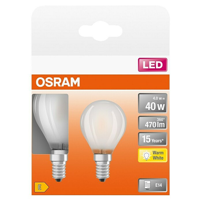 Osram Retrofit LED-Leuchtmittel (4 W, E14, Lichtfarbe: Warmweiß, Nicht Dimmbar)