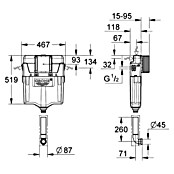 Grohe Unterputz-Spülkasten (2-Mengen-Spülung, 11,8 x 46,7 x 77 cm)