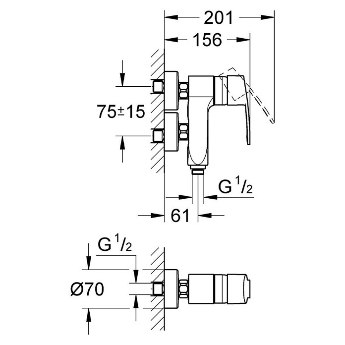 Grohe Eurostyle Cosmopolitan Brausearmatur Vertica (Chrom, Glänzend) | BAUHAUS