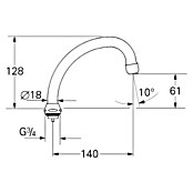 Grohe Rohrauslauf (Chrom, Messing, Ausladung: 140 mm, Mit Anschlag) | BAUHAUS