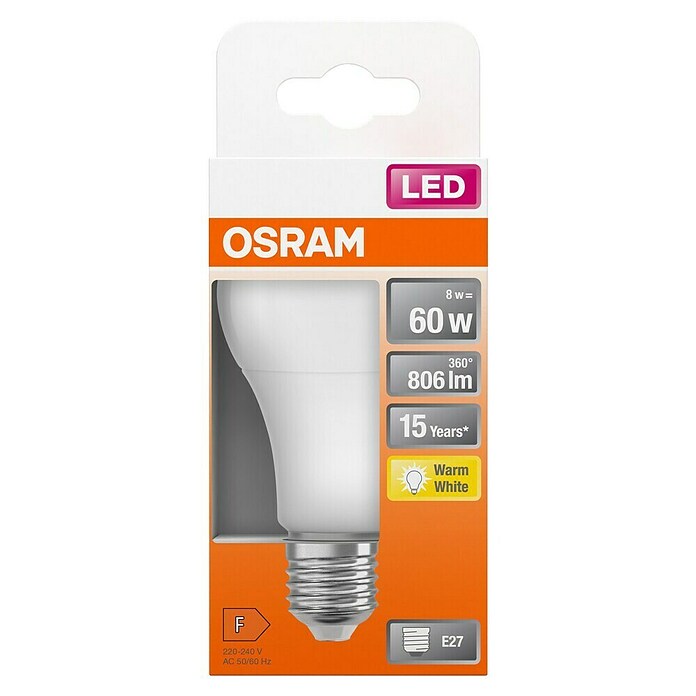 Osram Star LED-Lampe Glühlampenform E27 matt (E27, Nicht Dimmbar, Warmweiß, 806 lm, 8,5 W) | BAUHAUS