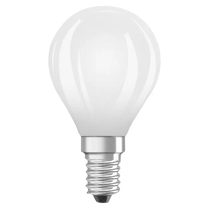 Osram Bombilla LED - E14, No regulable, Blanco frío, 806 lm, 5,9 W - Bombilla blanca mate con base de rosca plateada.