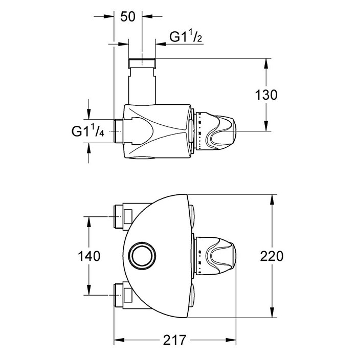 Grohe Thermostatventil Grohtherm XL (Anschlussmaß Zufuhr in Zoll: 1 ¼'″, Chrom) | BAUHAUS