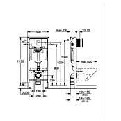 Grohe Rapid SL WC-Vorwandelement 3 in 1-Set (16,5 x 50 x 113 cm, Mit Grohe Skate Cosmoplitan Betätigungsplatte, Pulverbeschichtet)