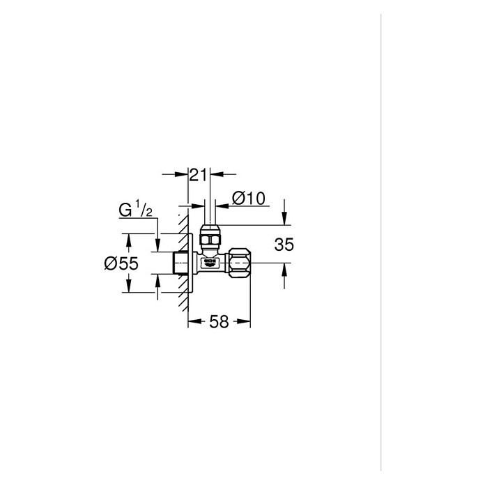 Grohe Eckventil (½″ x ⅜″, 1 Stk., Angerautes Gewinde)