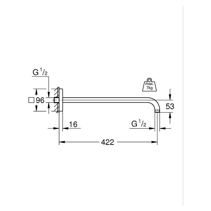 Grohe Rainshower Brausearm Rainshower (Länge: 42,2 cm, ½″, Eckig) | BAUHAUS