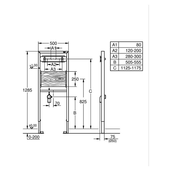 Grohe Rapid SL Befestigungselement (7,5 x 50 x 128,5 cm, Geeignet für: Ausgussbecken)