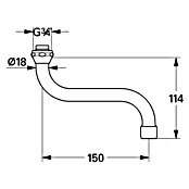Grohe S-Auslauf Atlanta (Chrom, Messing, Ausladung: 150 mm) | BAUHAUS