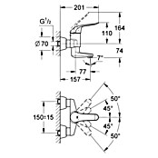 Grohe Euroeco Special Waschtischarmatur (Wandmontage, Chrom, Glänzend, Ausladung Armatur: 175 mm) | BAUHAUS