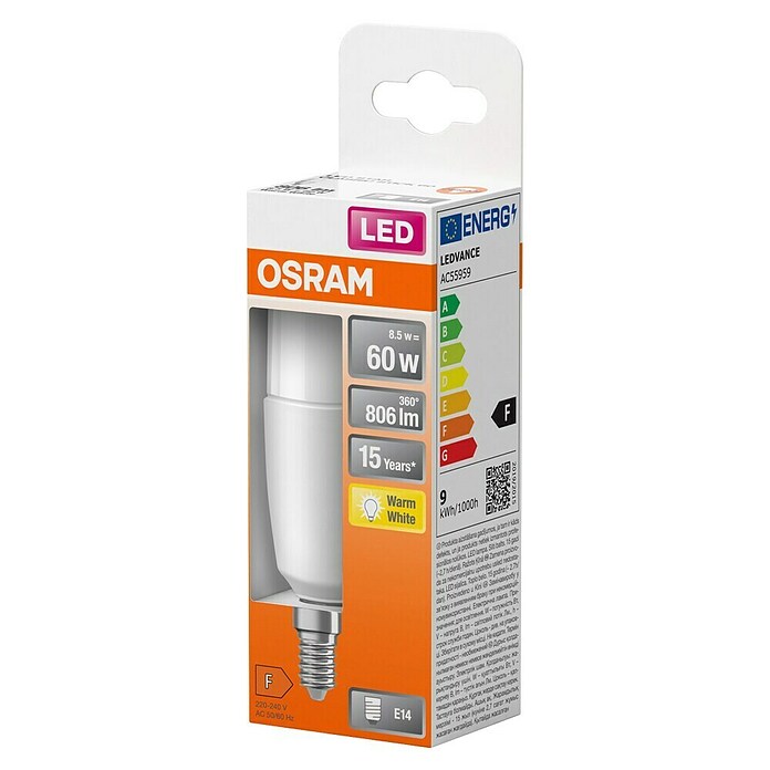 Osram Star LED-Lampe Stick (E14, Nicht Dimmbar, Warmweiß, 806 lm, 8 W) | BAUHAUS
