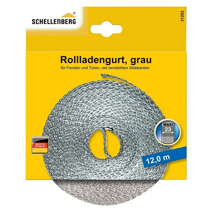 Schellenberg Rollladengurt (Grau, L x H: 12 m x 1,7 mm, Gurtbreite: 23 mm)