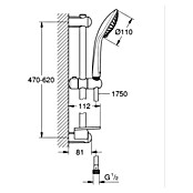 Grohe Euphoria 110 Brausegarnitur Champagne (Lochabstand: 47 cm - 62 cm, Art Strahl: Rain, SmartRain, Champagne, Chrom) | BAUHAUS