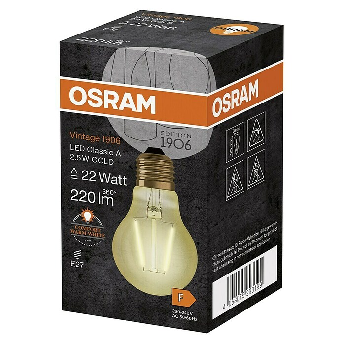 Osram LED-Lampe Vintage Edition 1906 Glühlampenform E27 (E27, Nicht Dimmbar, Warmweiß, 220 lm, 2,5 W) | BAUHAUS