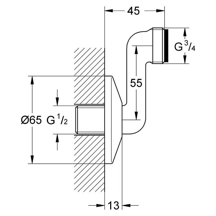 Grohe S-Anschluss (Chrom, Außengewinde: ¾″, Höhe: 4,5 cm) | BAUHAUS