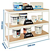 Simonrack Simonforte Estantería para cargas pesadas Chipboard (Al x An x Pr: 200 x 210 x 75 cm, Capacidad de carga por balda: 500 kg, Número de baldas: 3 ud., Inserción, Blanco/Madera) | BAUHAUS