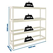 Simonrack Simonforte Estantería para cargas pesadas Metal (Al x An x Pr: 200 x 150 x 60 cm, Capacidad de carga por balda: 600 kg, Número de baldas: 4 ud., Inserción, Blanco, Bandejas no incluidas) | BAUHAUS
