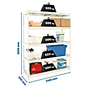 Simonrack Simonforte Estantería para cargas pesadas Metal (Al x An x Pr: 200 x 210 x 60 cm, Capacidad de carga por balda: 500 kg, Número de baldas: 5 ud., Inserción, Blanco/Galvanizado) | BAUHAUS