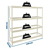 Simonrack Simonforte Estantería para cargas pesadas Metal (Al x An x Pr: 200 x 210 x 75 cm, Capacidad de carga por balda: 500 kg, Número de baldas: 4 ud., Inserción, Blanco, Bandejas no incluidas) | BAUHAUS