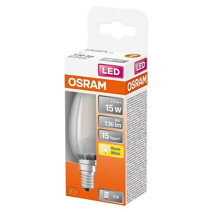 Osram Retrofit LED-Leuchtmittel Classic B (1 Stk., E14, 1,4 W, Matt)