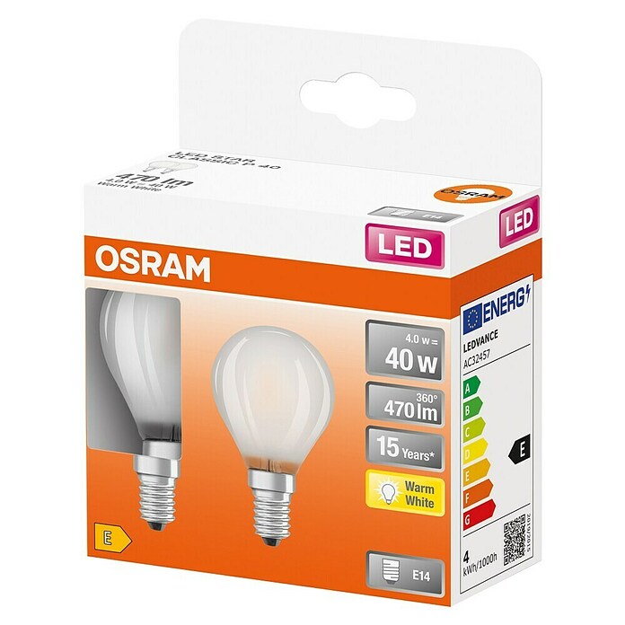Osram Retrofit LED-Leuchtmittel (4 W, E14, Lichtfarbe: Warmweiß, Nicht Dimmbar)