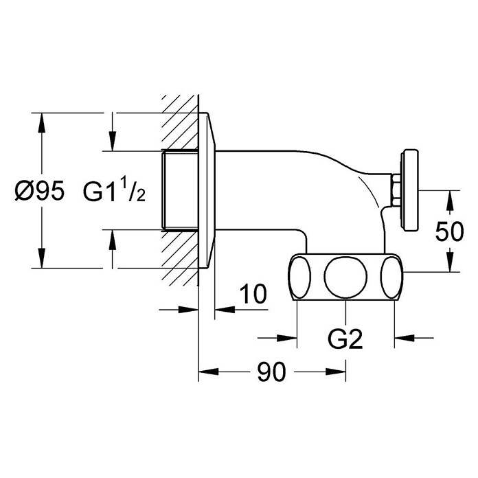 Grohe Abgangsbogen (Außengewinde: ³⁄₂″, Ausstattung: Thermostatarmatur) | BAUHAUS