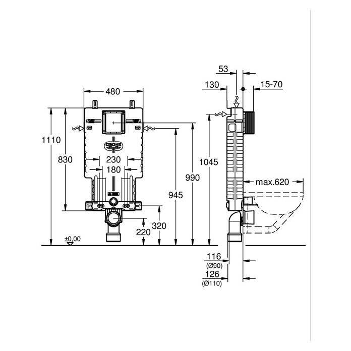 Grohe Uniset Unterputz-Spülkasten (15 x 47 x 83 cm, EPS-Hartschaum)